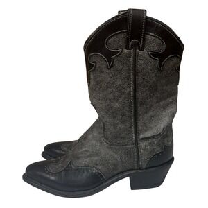 Masterson Women's Made In USA Western Cowboy Leather Boots Black Gray SZ 6 1/2‎